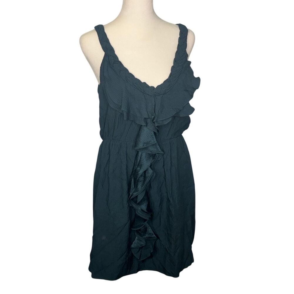 Rebecca Taylor 100% Silk Dress Sleeveless Ruffle Size 8 Short HOCO FEminine Teal